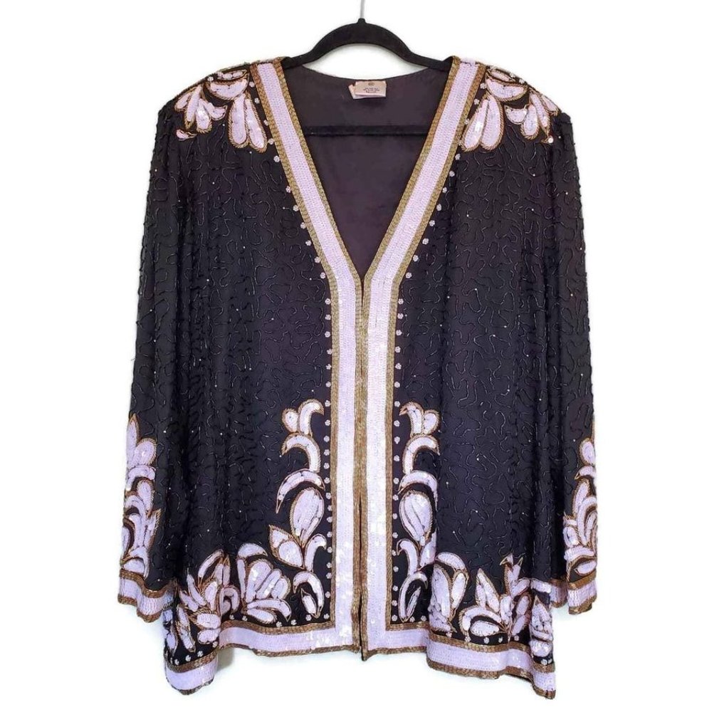 Black and white beaded blazer 3x